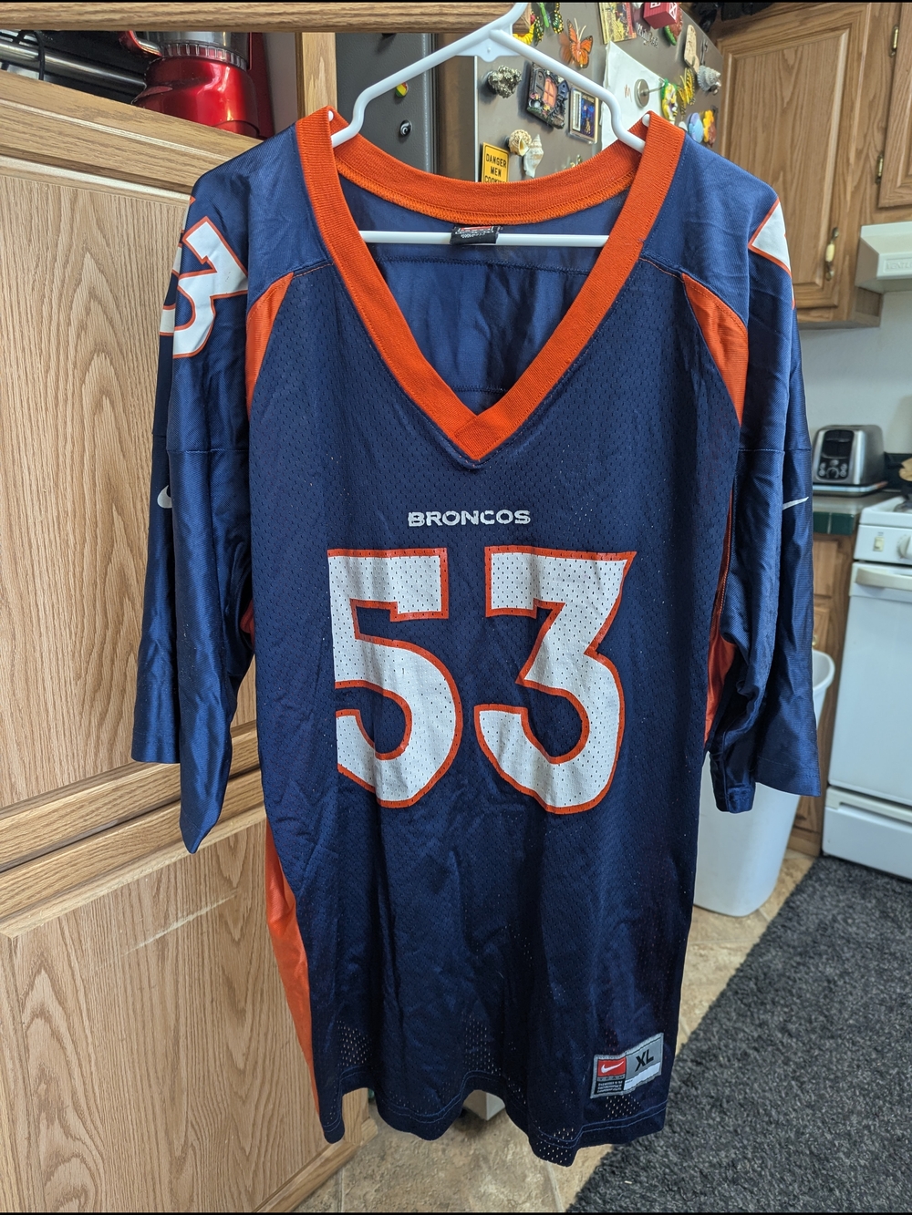 Denver Broncos #53 Navy & Orange Football Jersey